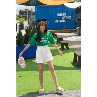 High-waist Button-fly Sweat Shorts