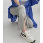 Seam-front Slit-hem Boot-cut Pants