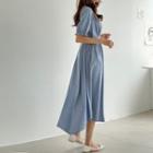 Tie-waist Dip-back Long Dress