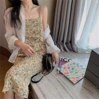 Light Shirt / Spaghetti Strap Floral Dress