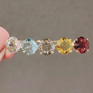 Faux Crystal Hair Clip Ly764 - Red & Yellow - One Size