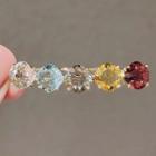 Faux Crystal Hair Clip Ly764 - Red & Yellow - One Size
