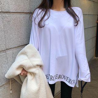 Distressed Lettering Long-sleeve T-shirt