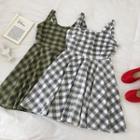 Plaid Cut Out Sleeveless Dress