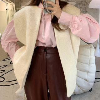 Long-sleeve Shirt / Vest / Faux Leather Harem Pants