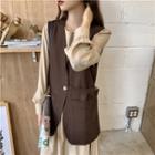 Single Button Vest / Long Sleeve Oversized Dress