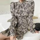 Ruched Floral Pattern Minidress