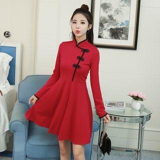 Long-sleeve Qipao A-line Mini Dress