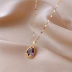 Purple Crystal Necklace Purple - One Size