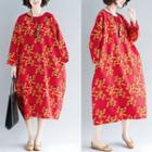 Floral Print Midi Pullover Dress As Shown In Figure - One Size