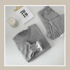 Set: Round-neck Fleece-lined Pullover + Band-waist Pants