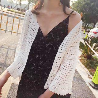 3/4-sleeve Perforated Knit Light Jacket