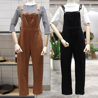 Lettering Strap Straight Cut Jumper Pants