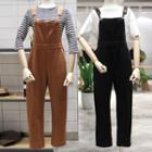 Lettering Strap Straight Cut Jumper Pants