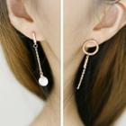 Fuax-pearl Asymmetric Drop Earrings As Figure - One Size