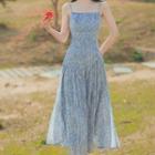Set: Spaghetti Strap Floral A-line Dress + Top