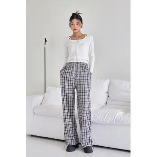 Two-way Drawstring Plaid Pants