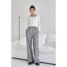 Two-way Drawstring Plaid Pants