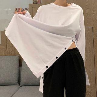 Slit Button-detail Oversize Long Top