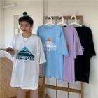 Lettering Mountain Short-sleeve Round Neck T-shirt