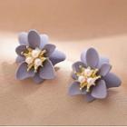 Flower Earring 1 Pair - S925 Silver Needle Earring - Flower - Airy Blue - One Size