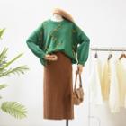 Color-block Loose-fit Sweater Green - M