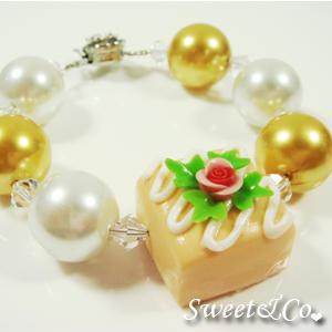 Sweet Color Rose Orange Chocolate Pearl Crystal Bracelet
