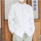 Panel Fleece-lined Long-sleeve Shirt
