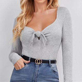 Long-sleeve Tied Top