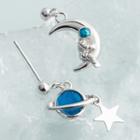 925 Sterling Silver Star Earring 1 Pair - S925 Silver - Blue & Silver - One Size