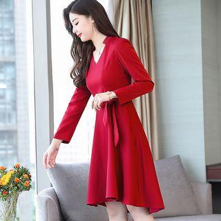 Long-sleeve High-low A-line Dress