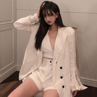Plain Blazer With Belt / Shorts