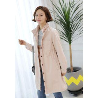 Shirred-neck A-line Parka