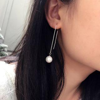 Faux Pearl Thread Through Drop Earrings