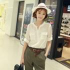Dual-pocket Half-placket Sheer Shirt