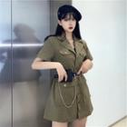 Short-sleeve Mini A-line Shirtdress / Waist Bag