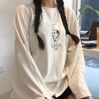 Print Slit Long-sleeve T-shirt