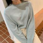 Raglan-sleeve Cashmere Blend Sweater Mint Green - One Size