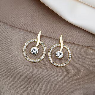 Rhinestone Hoop Dangle Earring 1 Pair - E4382 - Gold - One Size