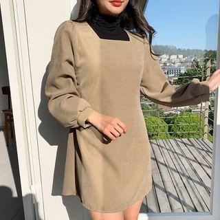 Square-neck Tie-waist Minidress