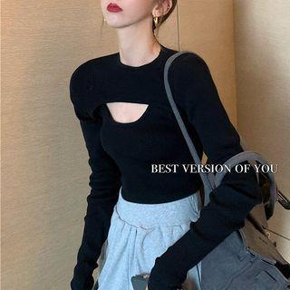 Set: Long-sleeve Knit Shrug / Knit Tank Top