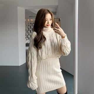 Knit Set: Cropped Sweater + Pencil Miniskirt