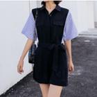 Mock Two-piece Elbow-sleeve Playsuit