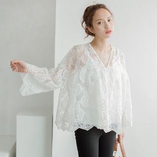 Set: Sheer Lace Top + Camisole