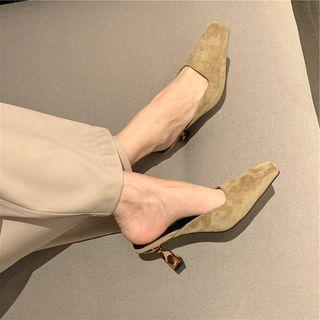 Square Toe High Heel Mules