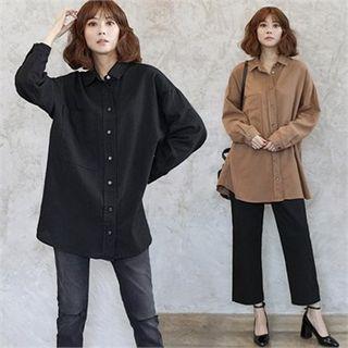 Patch-pocket Boxy Cotton Shirt