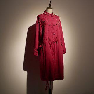 Embellished Drawstring Waist Long Jacket
