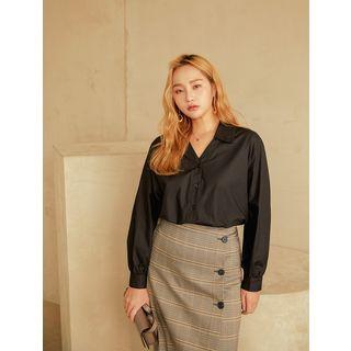 Plus Size Monotone Plain Shirt
