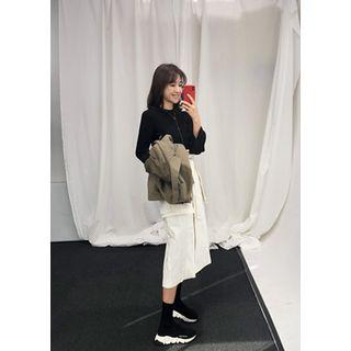 Nomad-style Cotton Long Skirt With Belt-bag