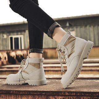 Genuine Leather Platform Lace-up Ankle Boots / Short Boots